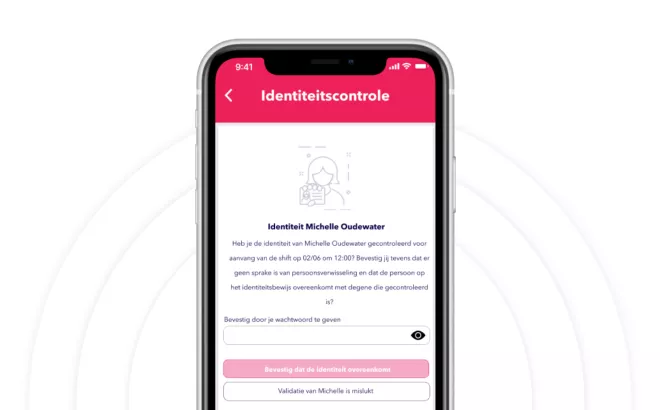 Scherm in de NOWJOBS-app over ID-check